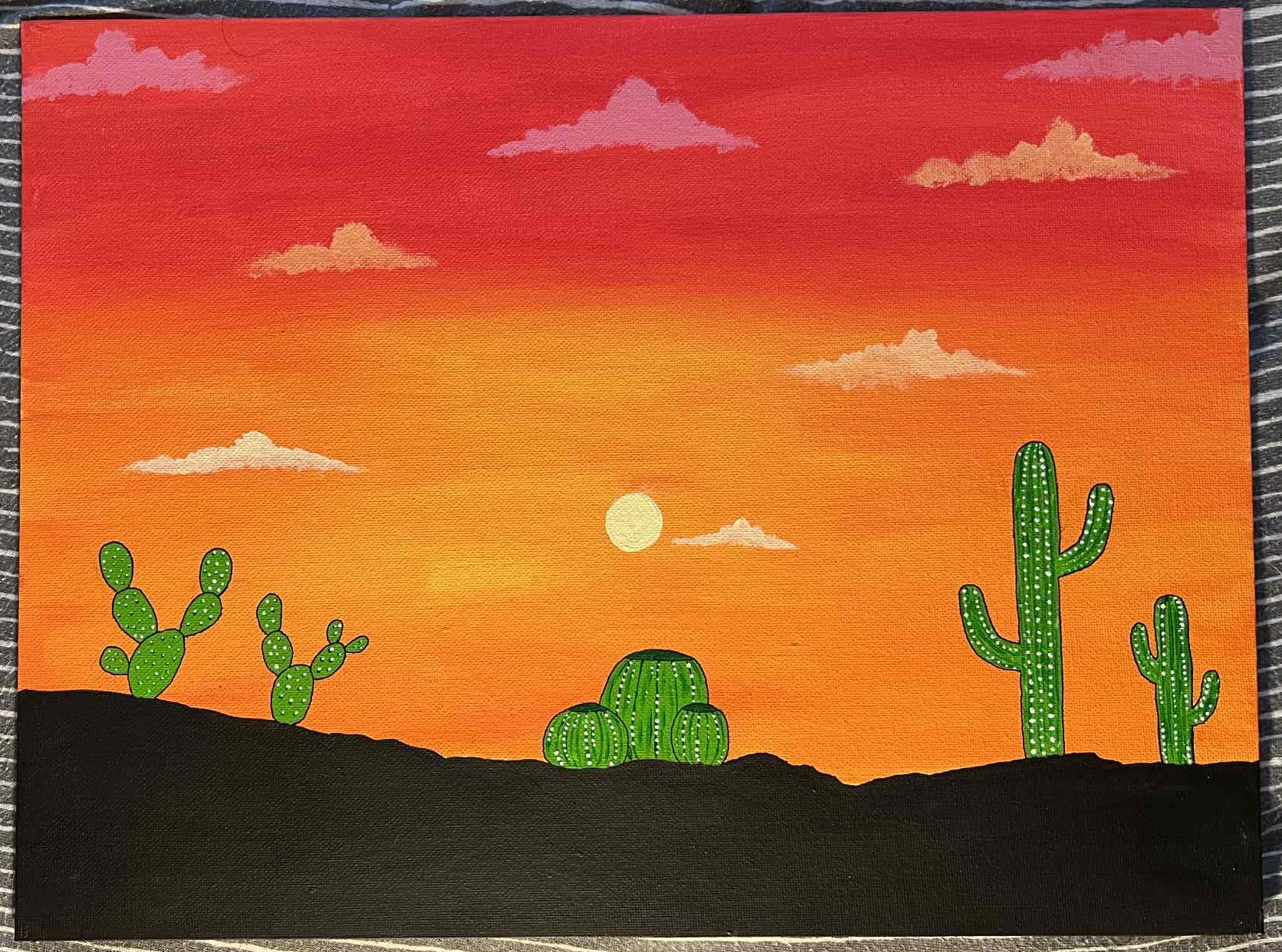 sunset with cactus